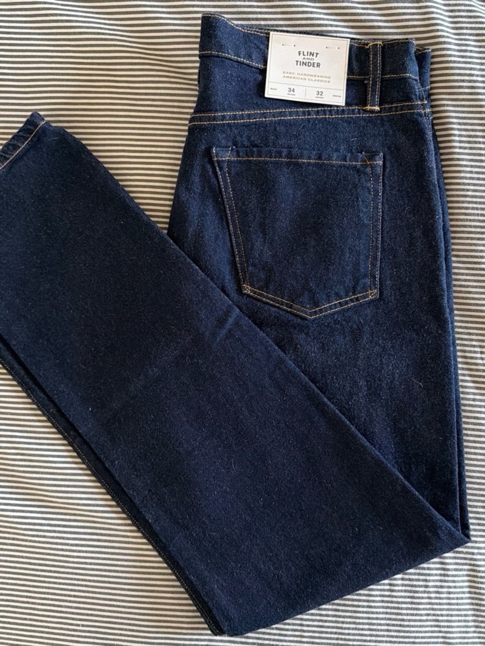 NWT Flint and Tinder Slim Fit Jeans 34x32 Dark Wash Selvedge Style Denim